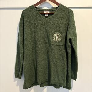 Marleylilly Sweater Womens‎ Large Boucle Pullover Monogram Patch Pocket Cozy